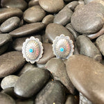 Concho Studs w/Turquiose Stud Genuine Earrings - Country Lace Boutique