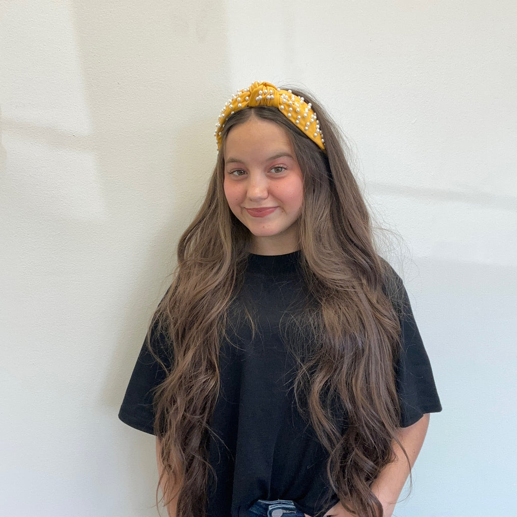Yellow & Pearls Head Band