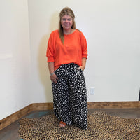 black and white patterned pants