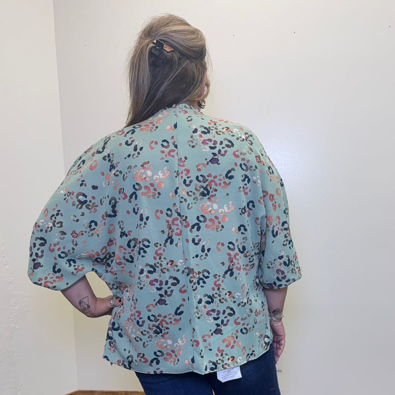 mintgreenleopardplussizetop
