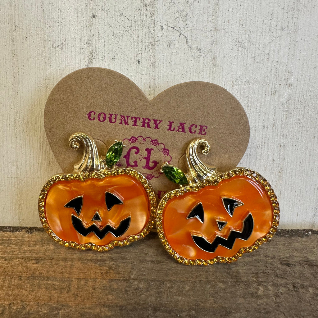 Sparkle Pumpkin Post Stud Fashion Earrings