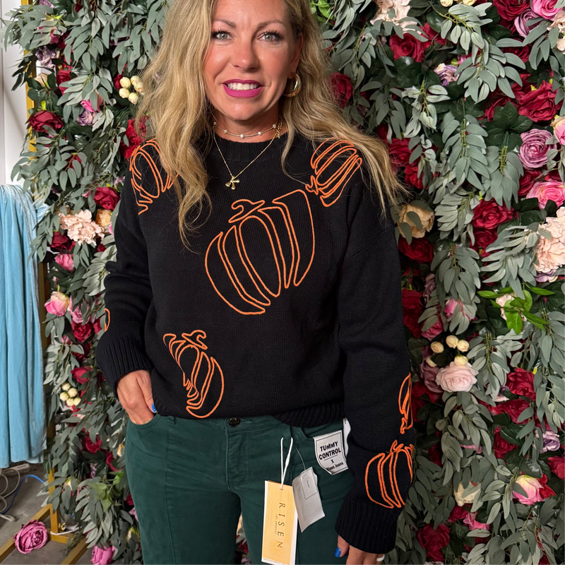 SO ME Pumpkin Embroidered Halloween Thanksgiving Sweater
