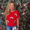 BiBi Gameday Sequin Football Embroidered Stitch Sweater