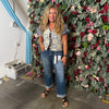 SO ME Crochet Lace Tie Front V Neck Blouse Top