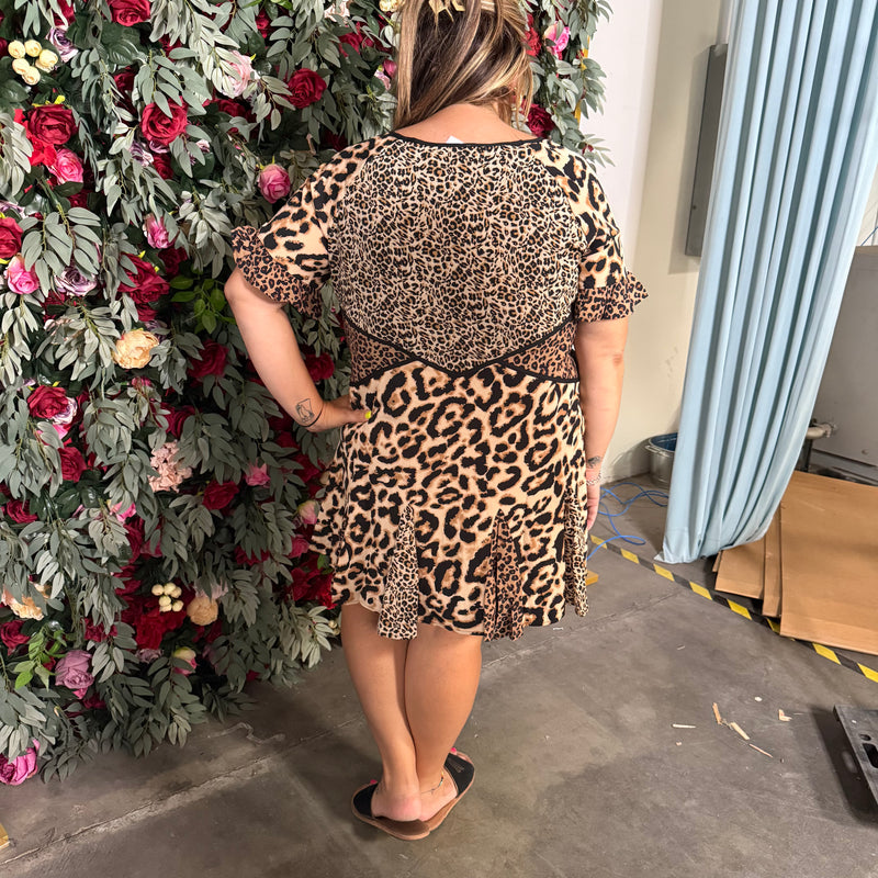 BiBi Leopard Prints Mix and Match Short Sleeves Dress