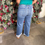 RISEN Full Size Tummy Control High Rise Crop Wide Cuffed Jeans Plus Size
