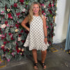 SO ME Texture Bow Printed Mini Ruffle Dress