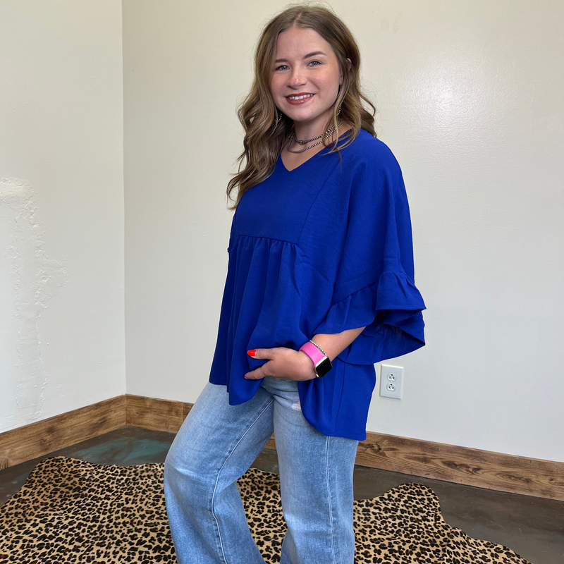 bluerufflesleevetop