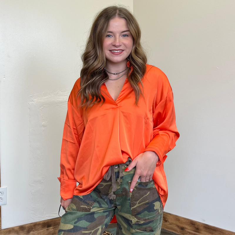 orangesilkylongsleevetop