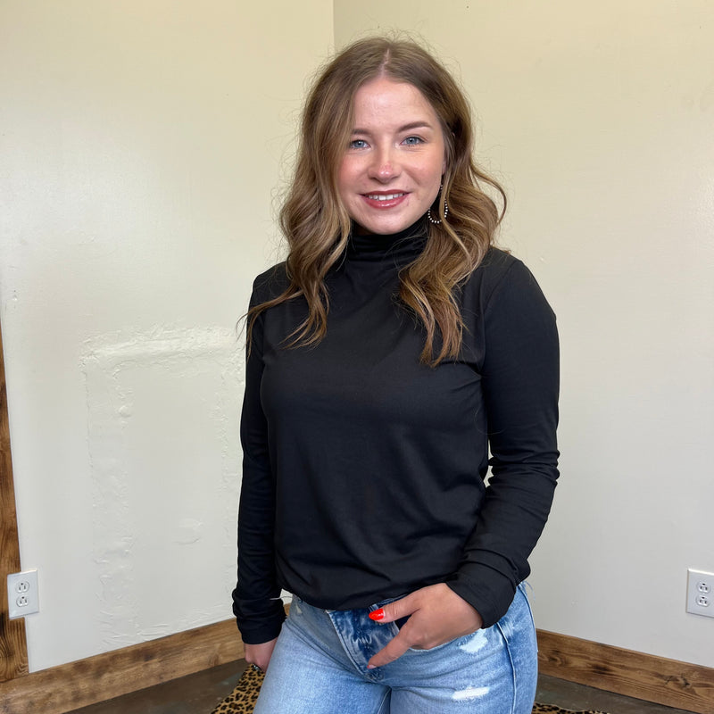 Black Longsleeve Turtle Neck Top