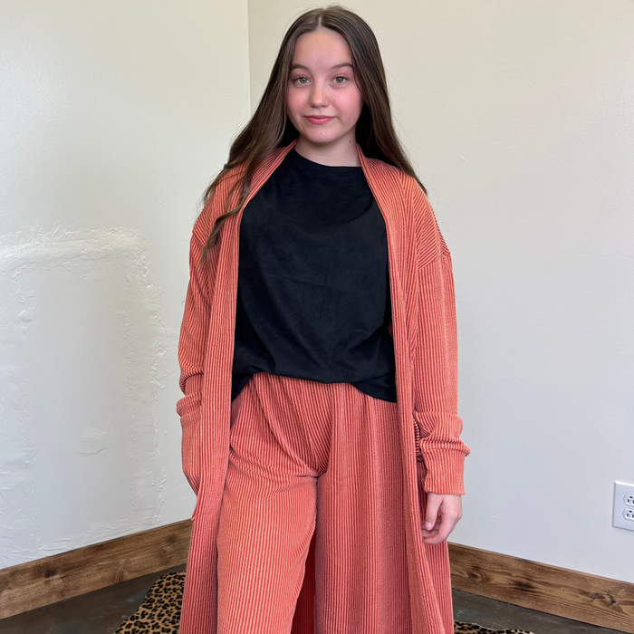 rustorangeribbedcardigan