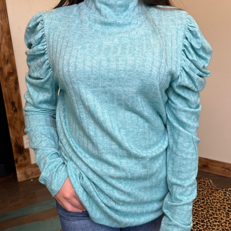 turquoiserufflelongsleevetop