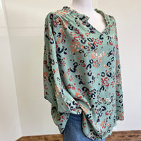 sagegreenleopardplussizetop