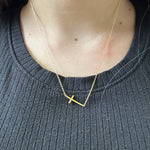 Flat Sideways Gold Cross Fashion Letter Necklace