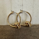 Gold Hoop with Knot Charm Fashion Earrings