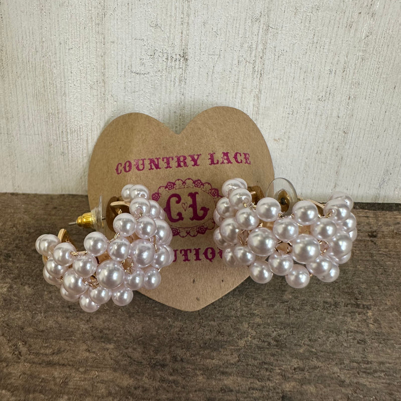 Chunky Tiny Pearls Gold Post Stud Fashion Earrings