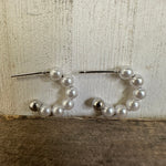 Dainty Pearl Hoop with Silver Post Fashion Earrings