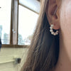 Dainty Pearl Hoop with Silver Post Fashion Earrings