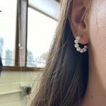 Dainty Pearl Hoop with Silver Post Fashion Earrings