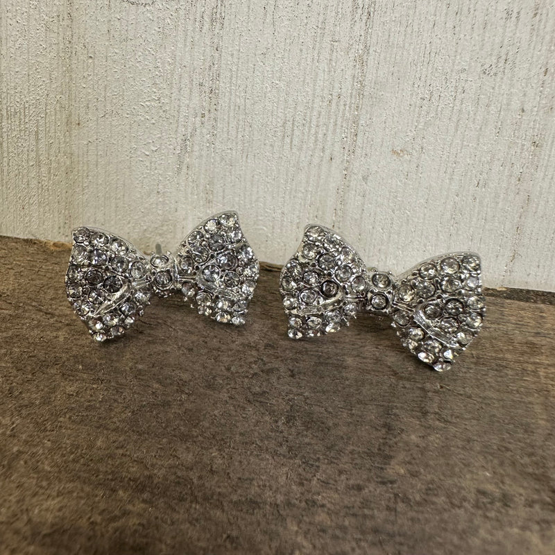 Sparkly Shiny Bow Stud Post Fashion Earrings