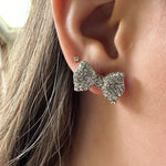 Sparkly Shiny Bow Stud Post Fashion Earrings