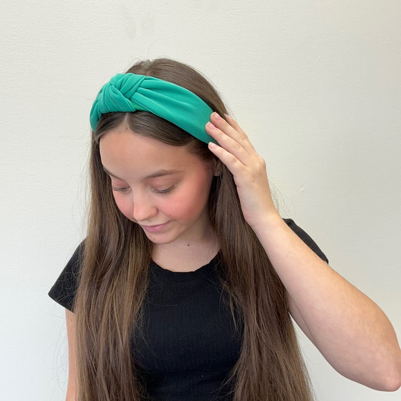 Green Plain Knot Head Band
