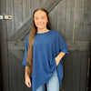 Navy Waffle Dolman Short Sleeve Top
