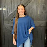 Navy Waffle Dolman Short Sleeve Top
