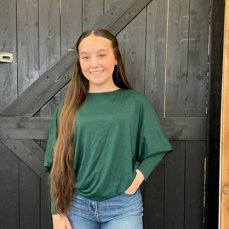 Dark Green Dolman 3/4 Sleeve Shirt