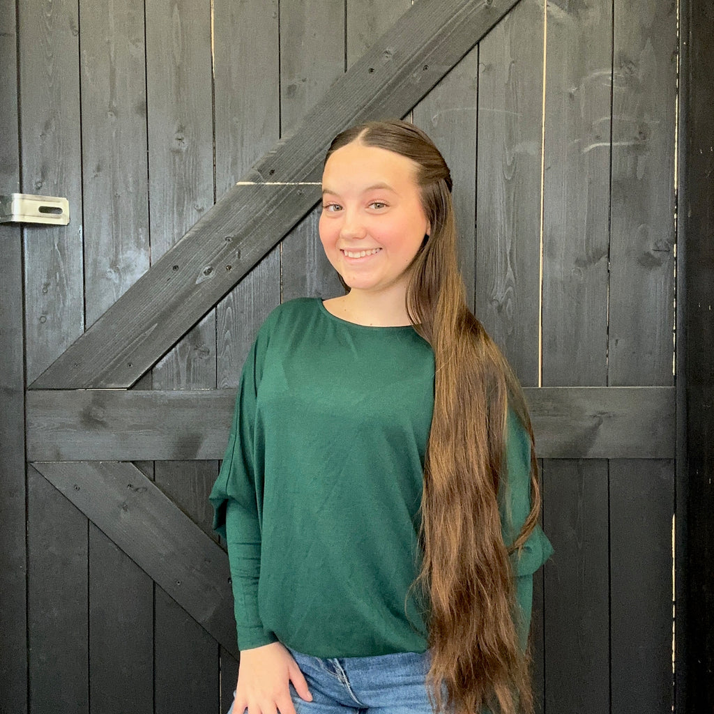 Dark Green Dolman 3/4 Sleeve Shirt