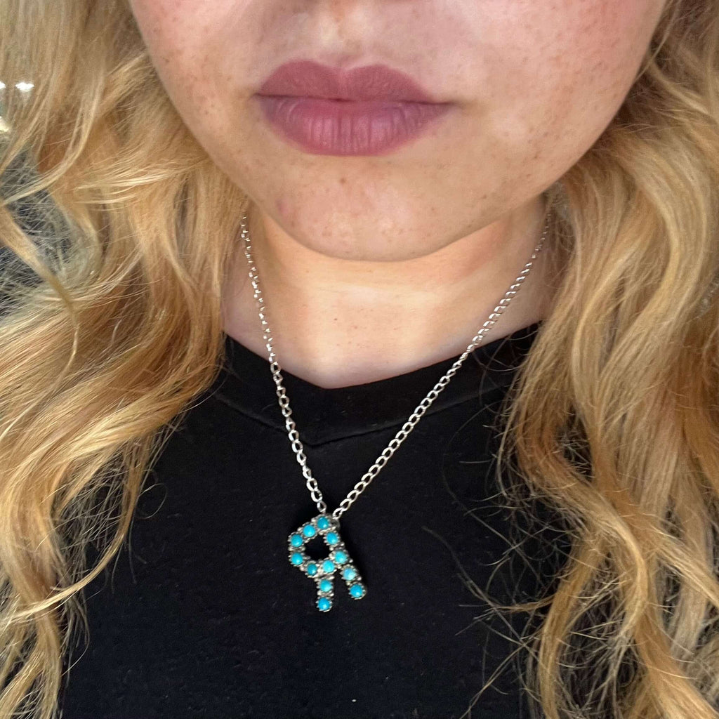 Turquoise & Sterling Silver Initial Necklaces