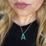 Turquoise & Sterling Silver Initial Necklaces