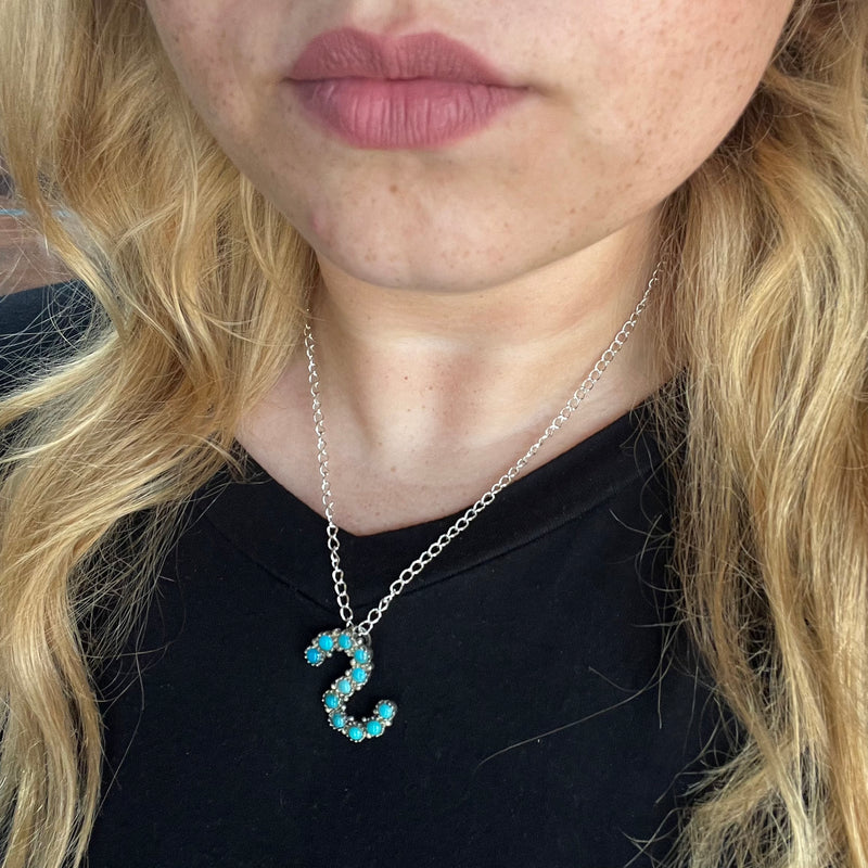 Turquoise & Sterling Silver Initial Necklaces