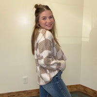 tan checkered sweater