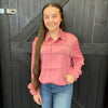 Pink Silky Studded Long Sleeve Button Top
