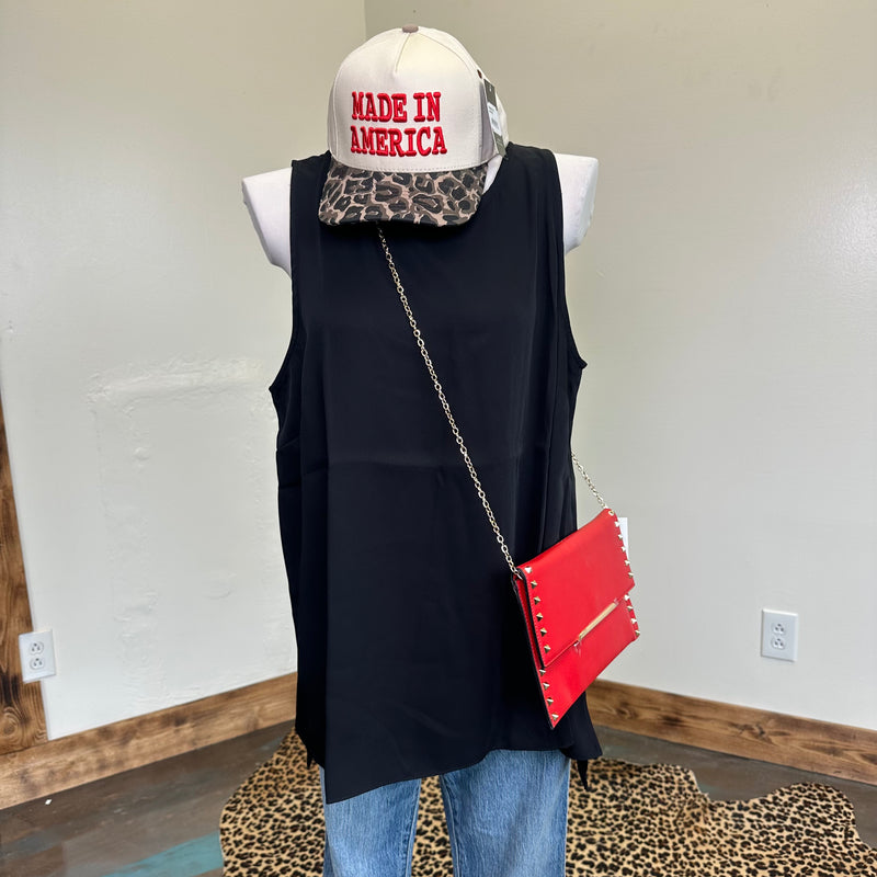 Black Sleeve Less Blousy Tank Top