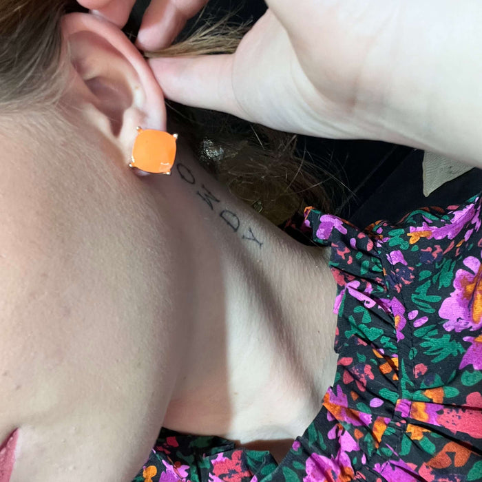 Orange Gold Post Stud Fashion Earring