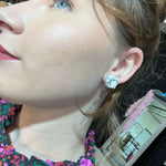 Big Clear Crystal Silver Round Post Stud Fashion Earring