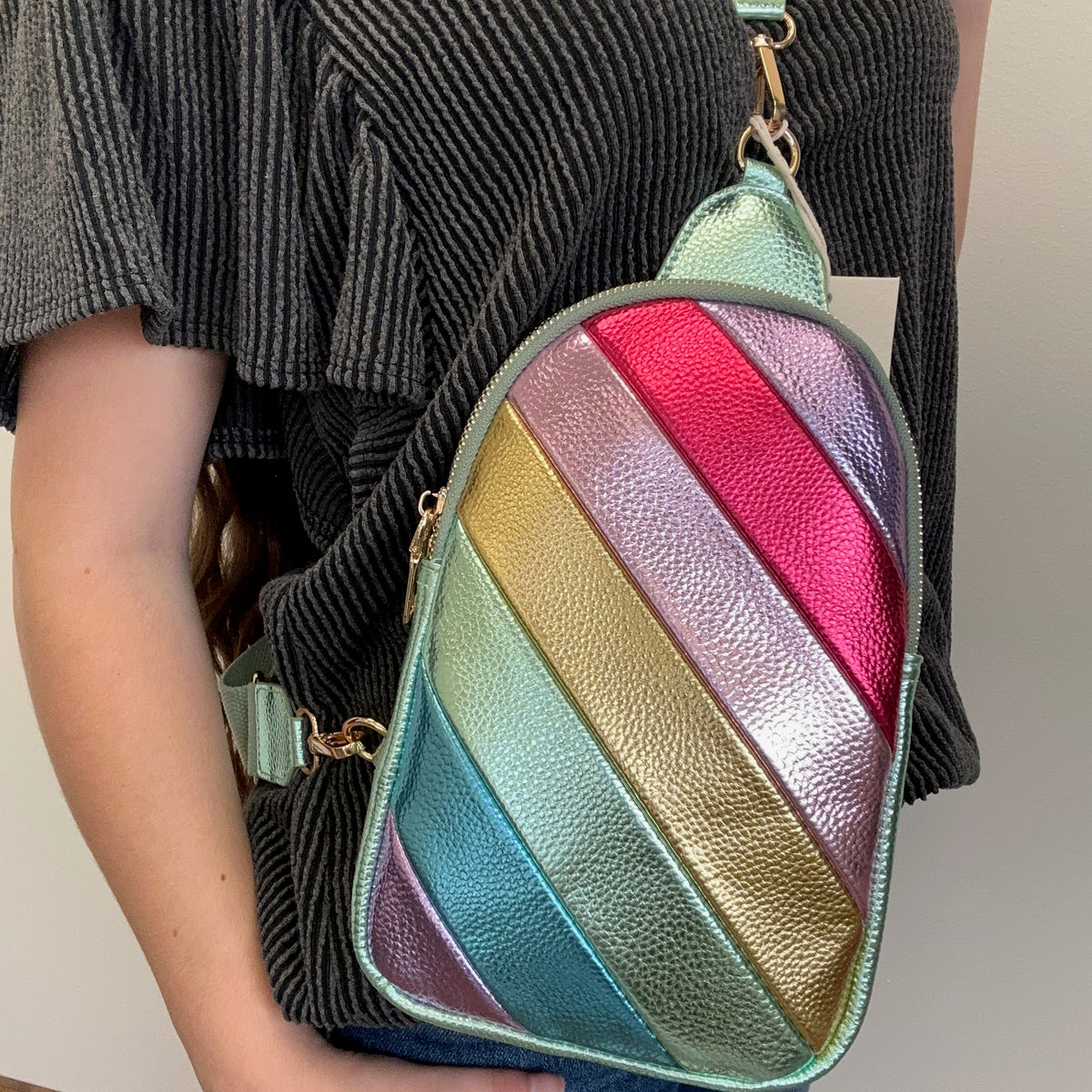 Multicolored striped bag 