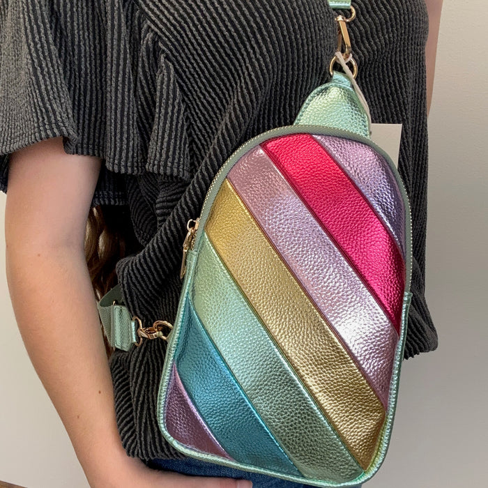 Multicolored striped bag 