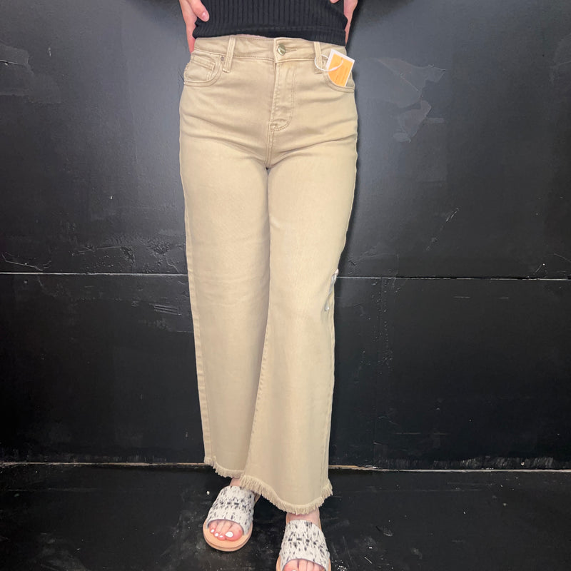 Khaki Risen Crop Tummy Control Jeans9999