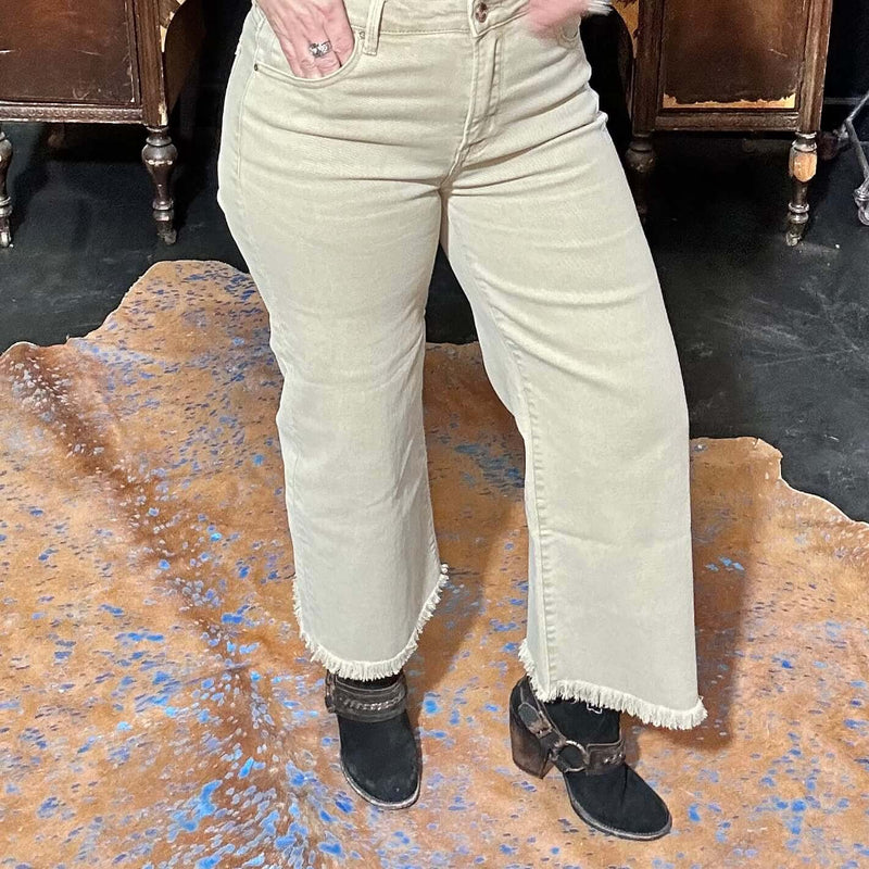 Khaki Risen Crop Tummy Control Jeans size 0333