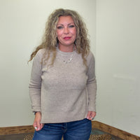 Khaki Soft Waffle Crew Neck Long Sleeve Sweater