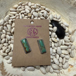 Kingman Turquoise Bar Stud Post Genuine Earringb