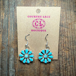Kingman Turquoise Cluster French Hook Genuine Earring