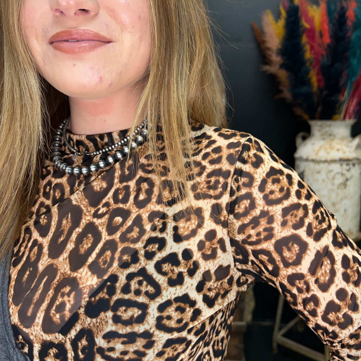 Leopard Hear Me Roar Mesh Long sleeve Top2