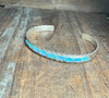 Light Blue Opal Inlay with Sterling Silver Detail Cuff Genuine Bracelet