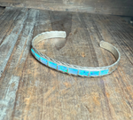 Light Blue Opal Inlay with Sterling Silver Detail Cuff Genuine Bracelet