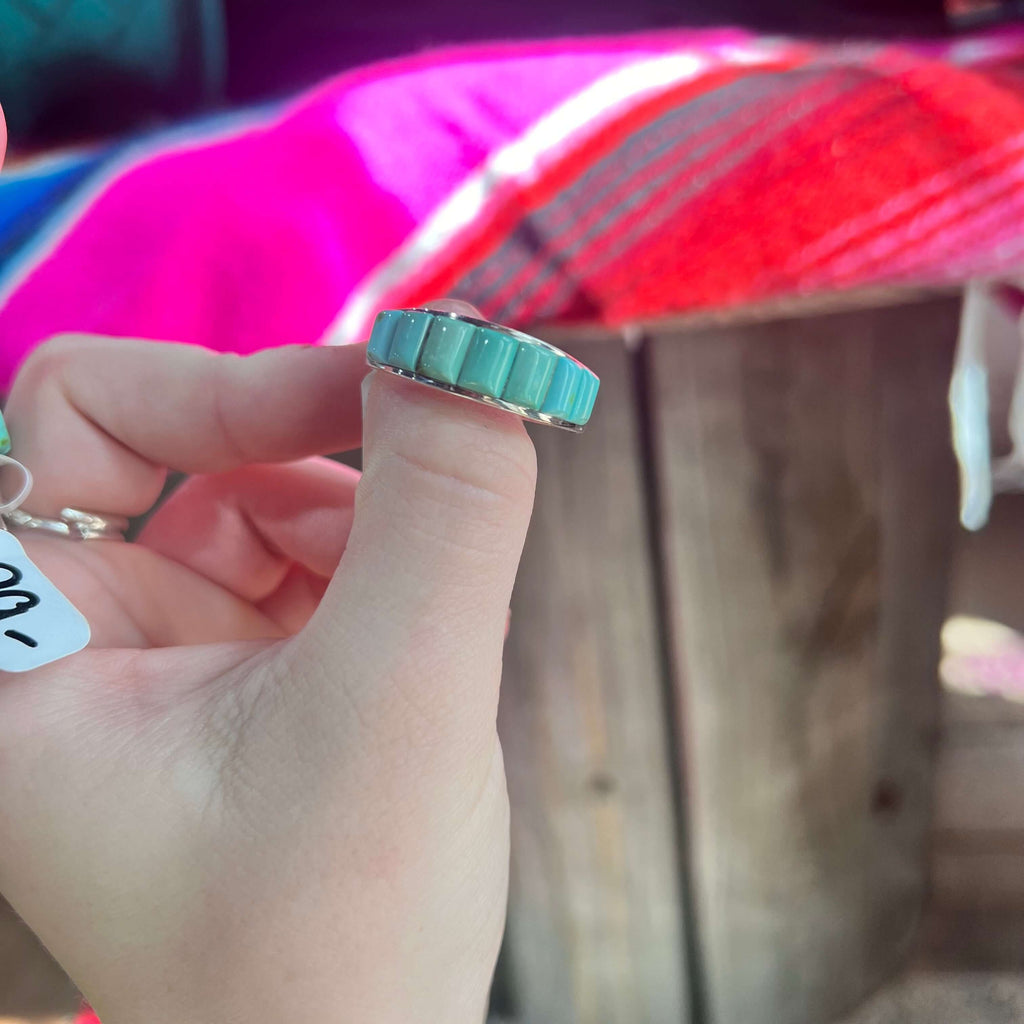 Light Green Turquoise Raised Inlay Genuine Ring1