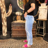 Lightwash High Rise Distressed Knee Straight-Wide Cuffed Risen Jeans2
